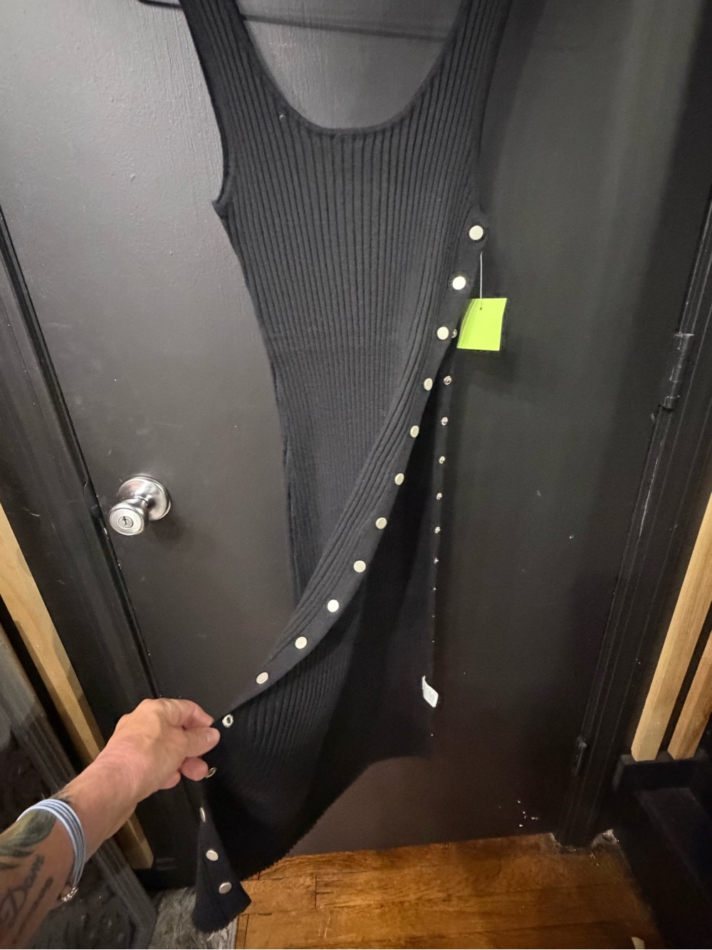 NWT Better Be Side Button Up Ribbed Dress- Black - Picture 8 of 11